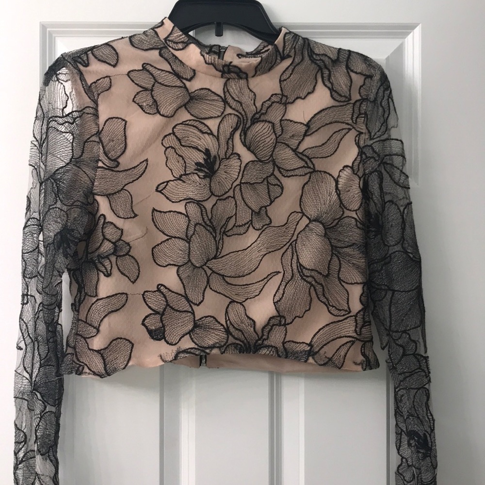 Lace Long Sleeve Crop Top